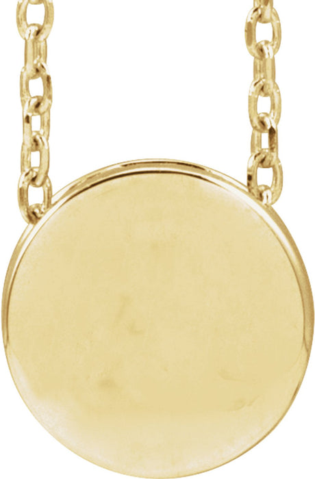 14K Yellow Gold Engravable Disc 16-18" Necklace 