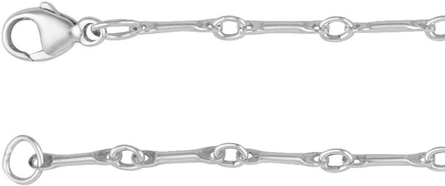 Sterling Silver 2.4 mm Bar 7" Chain