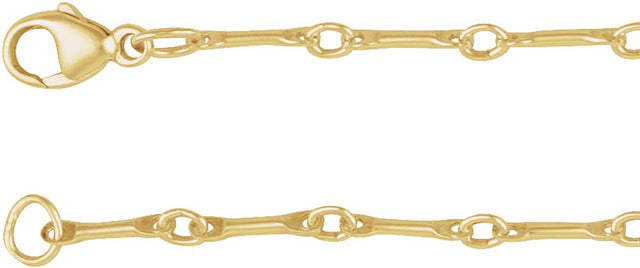 14K Yellow Gold 2.4 mm Bar 18" Chain