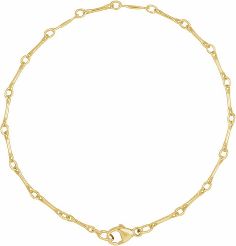 14K Yellow Gold 2.4 mm Bar 7" Chain