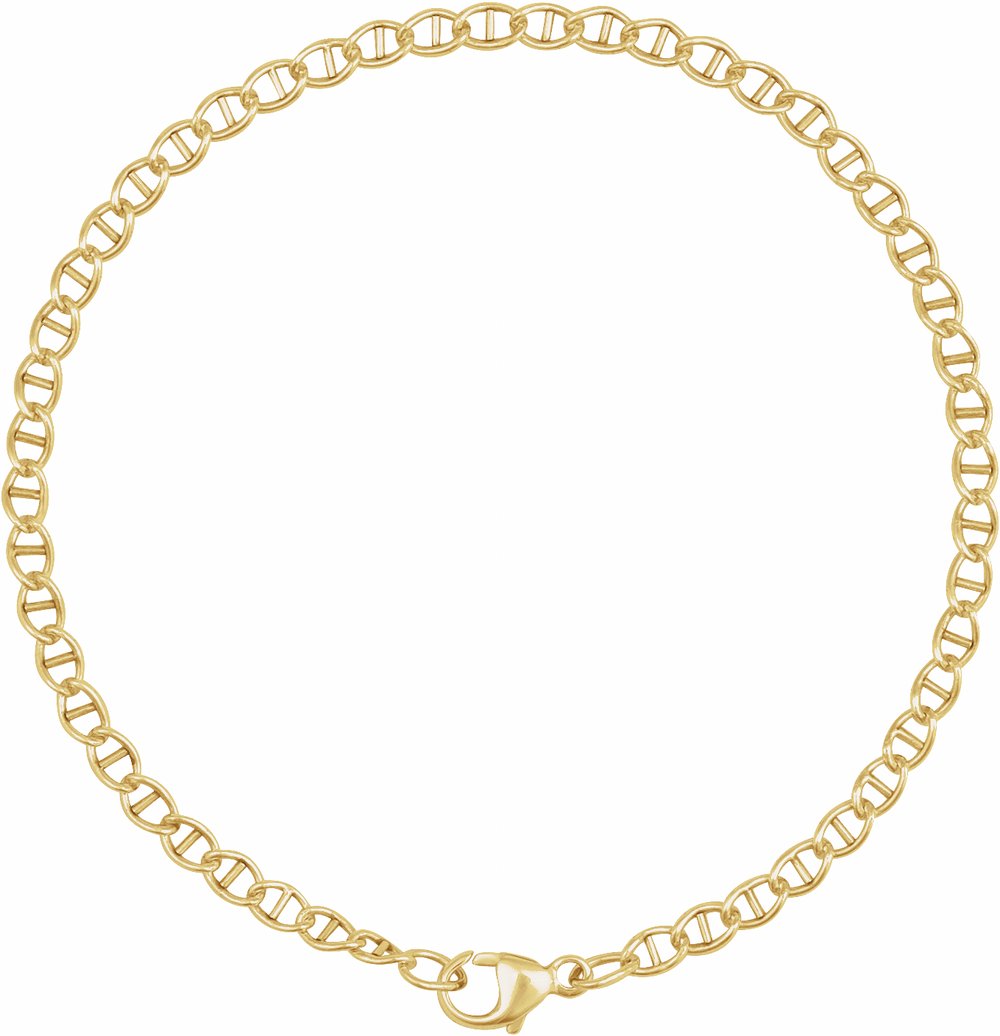 14K Yellow Gold 2.6 mm Anchor 7" Chain