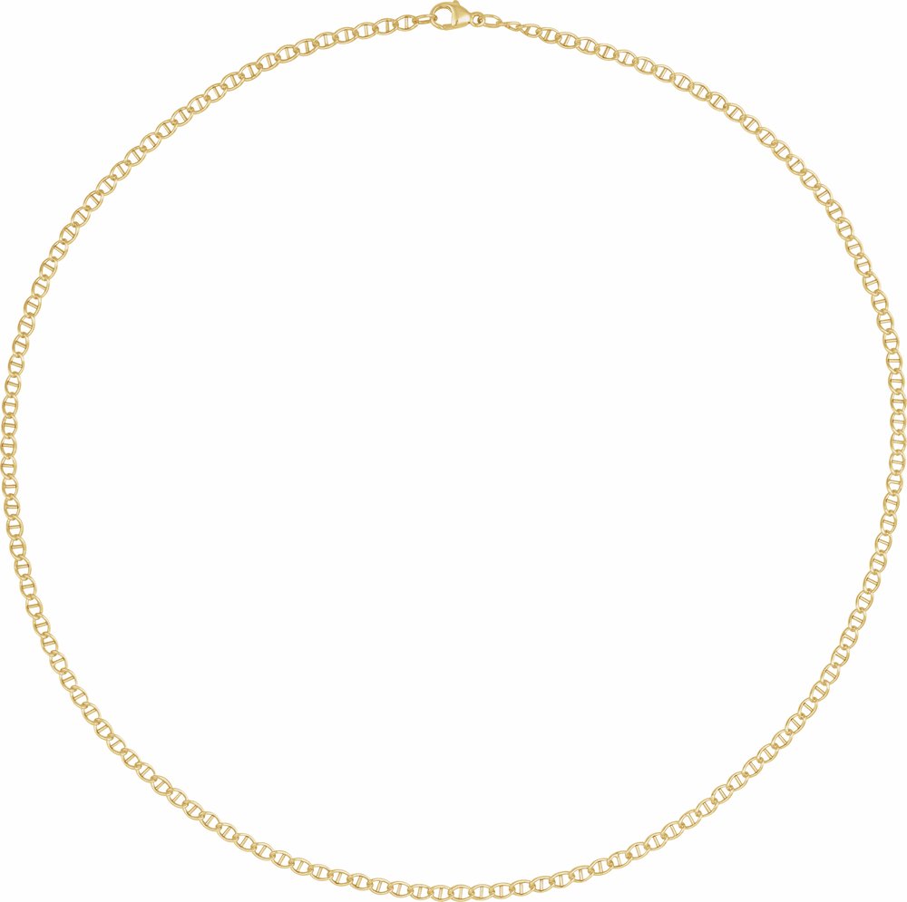 14K Yellow Gold 2.6 mm Anchor 24" Chain