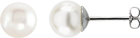 14K White Gold Cultured White Freshwater Pearl Earrings