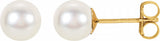 14K Yellow Gold Cultured White Freshwater Pearl Earrings