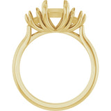 14K Yellow Gold 8x6 mm Elongated Cushion Three-Stone Engagement Ring Mounting