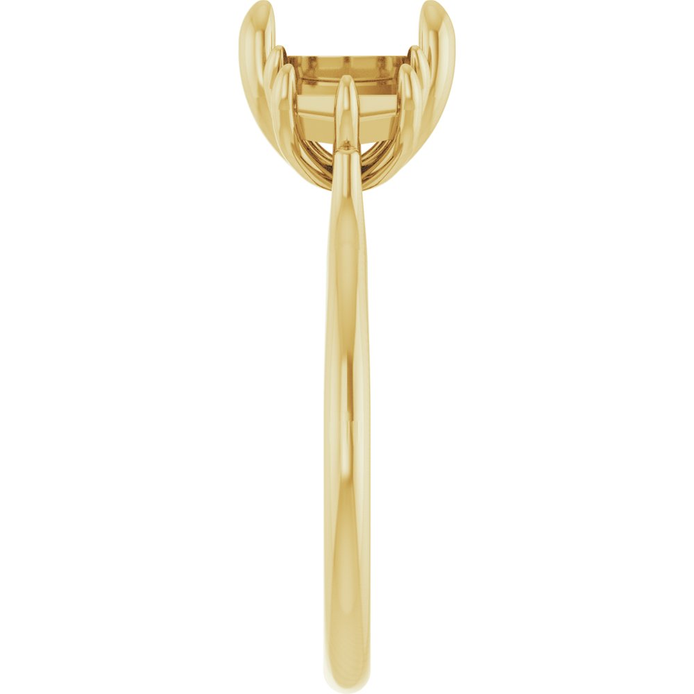 14K Yellow Gold 8x6 mm Elongated Cushion Three-Stone Engagement Ring Mounting