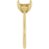 14K Yellow Gold 8x6 mm Elongated Cushion Three-Stone Engagement Ring Mounting