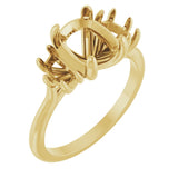14K Yellow Gold 8x6 mm Elongated Cushion Three-Stone Engagement Ring Mounting