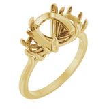 14K Yellow Gold 9x7 mm Elongated Cushion Three-Stone Engagement Ring Mounting