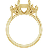 14K Yellow Gold 9x7 mm Elongated Cushion Three-Stone Engagement Ring Mounting