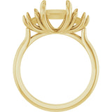 14K Yellow Gold 9x7 mm Elongated Cushion Three-Stone Engagement Ring Mounting