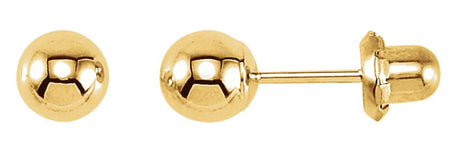 14K Yellow Ball Stud Piercing Earrings