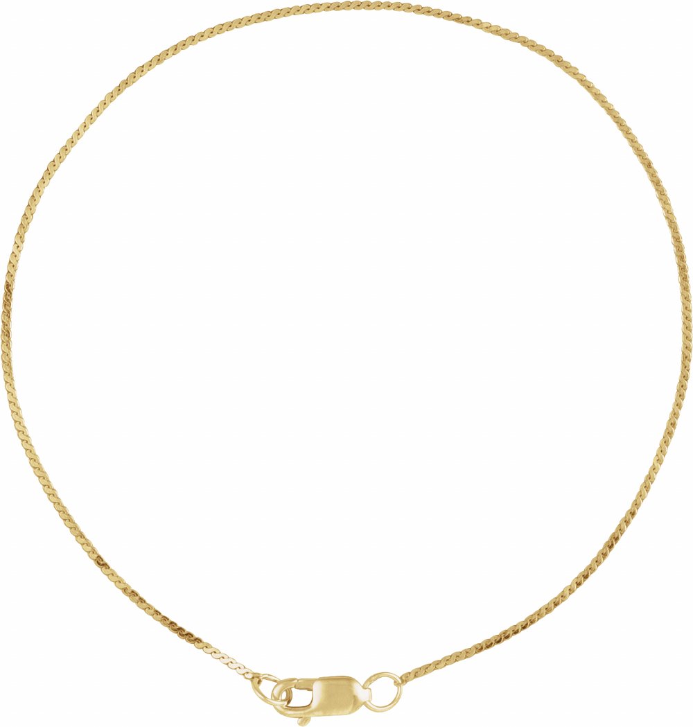 14K Yellow Gold .9 mm Serpentine 7" Chain
