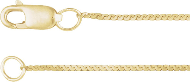 14K Yellow Gold .9 mm Serpentine 16" Chain