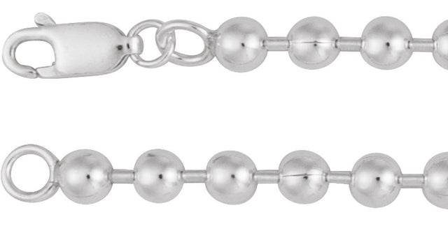 Sterling Silver 4.1 mm Bead 7" Chain