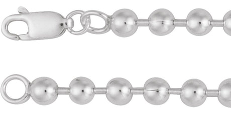 Sterling Silver 4.1 mm Bead 16" Chain