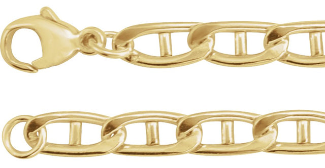 14K Yellow Gold 5.15 mm Anchor 7" Chain