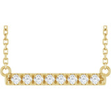 14K Yellow Gold 1/8 CTW Lab-Grown Diamond French-Set Bar 18" Necklace