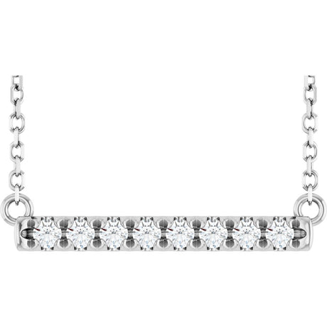 14K White Gold 1/8 CTW Lab-Grown Diamond French-Set Bar 18" Necklace