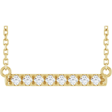14K Yellow Gold 1/8 CTW Lab-Grown Diamond French-Set Bar 18" Necklace