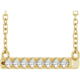 14K Yellow Gold 1/8 CTW Lab-Grown Diamond French-Set Bar 18" Necklace