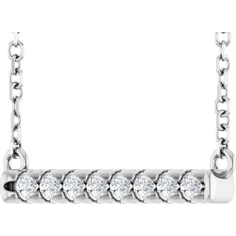 14K White 1/8 CTW Lab-Grown Diamond French-Set Bar 18" Necklace