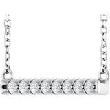 14K White Gold 1/8 CTW Lab-Grown Diamond French-Set Bar 18" Necklace