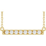 14K Yellow Gold 1/4 CTW Lab-Grown Diamond French-Set Bar 18" Necklace