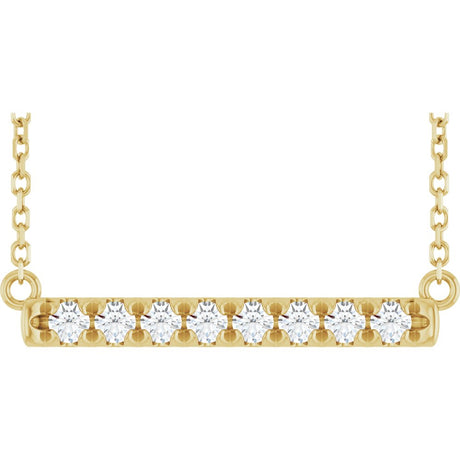 14K Yellow 1/4 CTW Lab-Grown Diamond French-Set Bar 18" Necklace