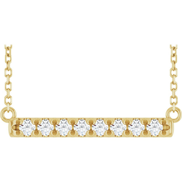 14K Yellow Gold 1/4 CTW Lab-Grown Diamond French-Set Bar 18" Necklace