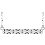 14K White 1/4 CTW Natural Diamond French-Set Bar 18" Necklace