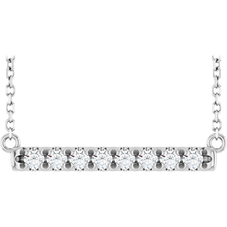 14K White 1/4 CTW Natural Diamond French-Set Bar 18" Necklace