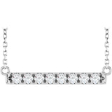 14K White Gold 1/4 CTW Lab-Grown Diamond French-Set Bar 18" Necklace