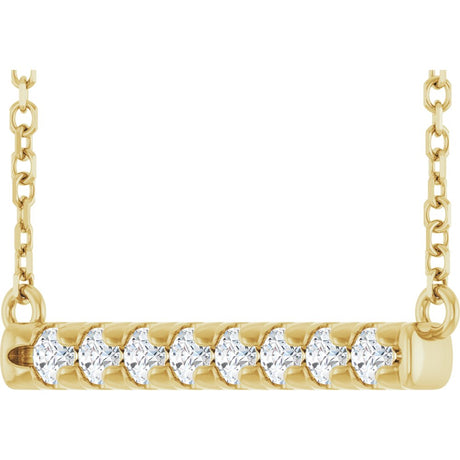 14K Yellow Gold 1/4 CTW Lab-Grown Diamond French-Set Bar 18" Necklace