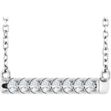 14K White Gold 1/4 CTW Lab-Grown Diamond French-Set Bar 18" Necklace