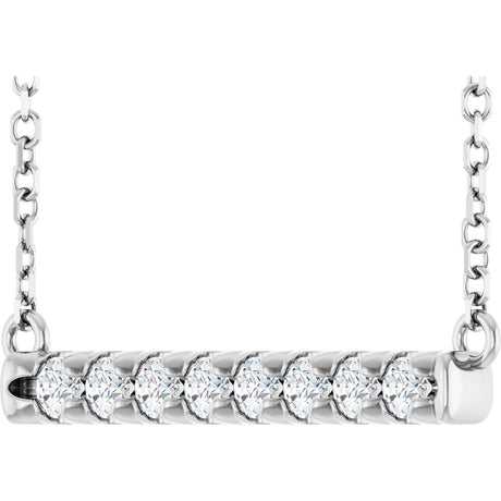 14K White Gold 1/4 CTW Lab-Grown Diamond French-Set Bar 18" Necklace