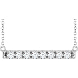 14K White 1/2 CTW Natural Diamond French-Set Bar 18" Necklace