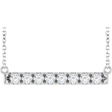 14K White Gold 1/2 CTW Natural Diamond French-Set Bar 18" Necklace