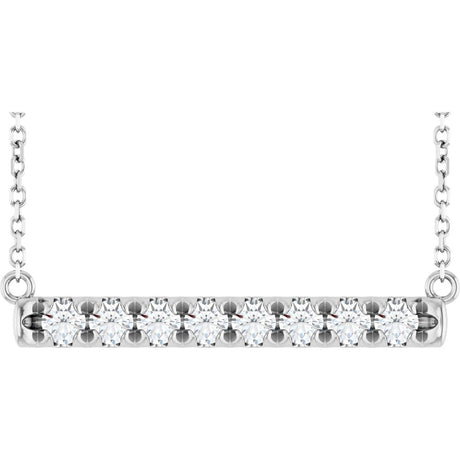 14K White Gold 1/2 CTW Natural Diamond French-Set Bar 18" Necklace