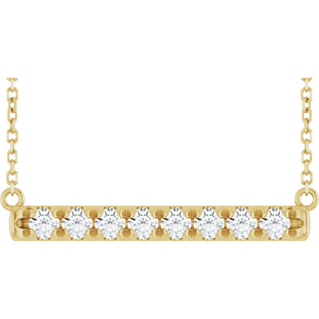14K Yellow 1/2 CTW Lab-Grown Diamond French-Set Bar 18" Necklace