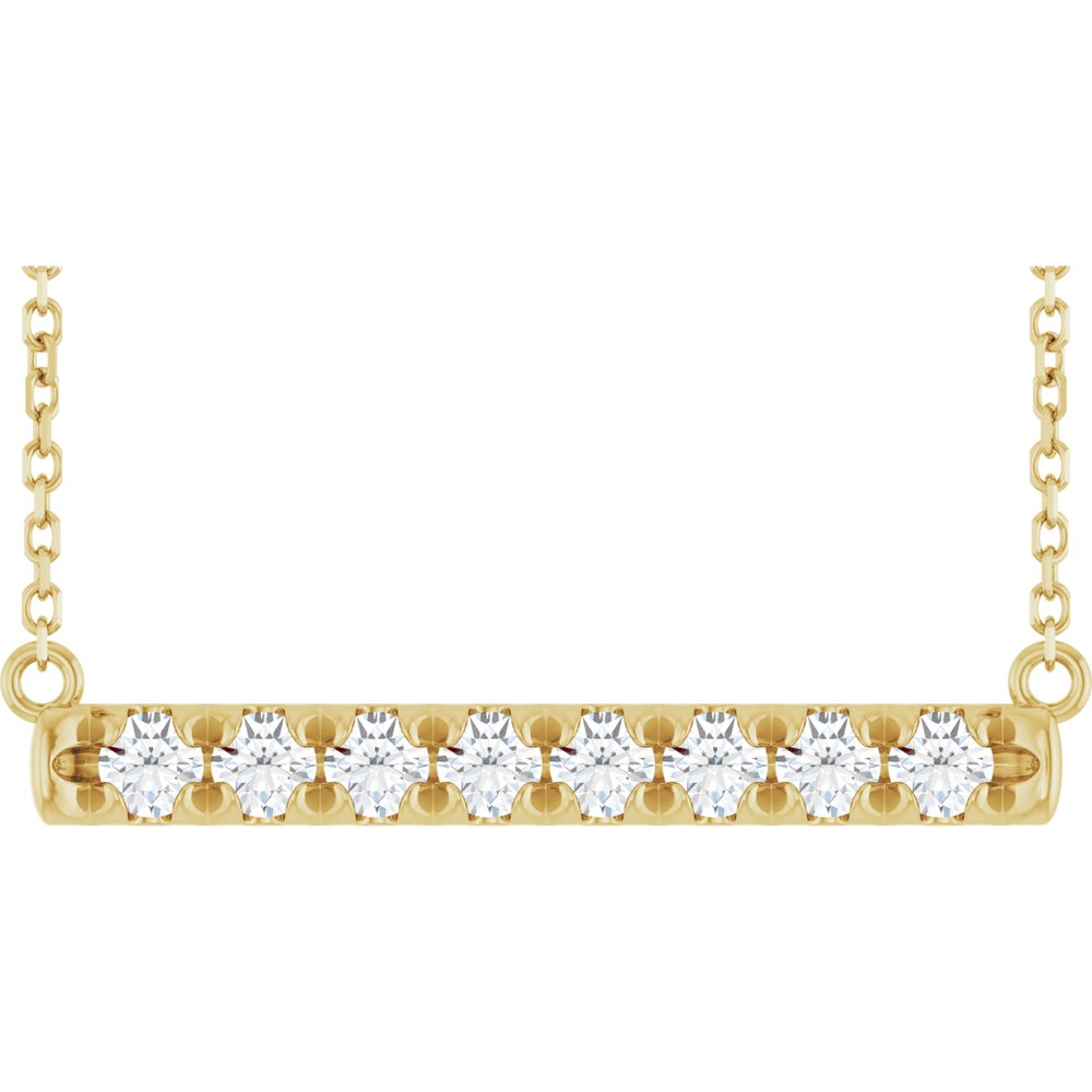14K Yellow Gold 1/2 CTW Lab-Grown Diamond French-Set Bar 18" Necklace