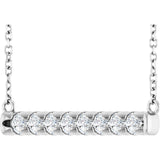 14K White 1/2 CTW Natural Diamond French-Set Bar 18" Necklace