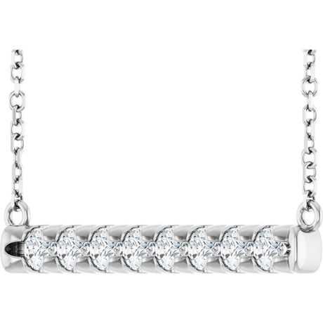 14K White 1/2 CTW Natural Diamond French-Set Bar 18" Necklace