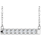 14K White Gold 1/2 CTW Lab-Grown Diamond French-Set Bar 18" Necklace