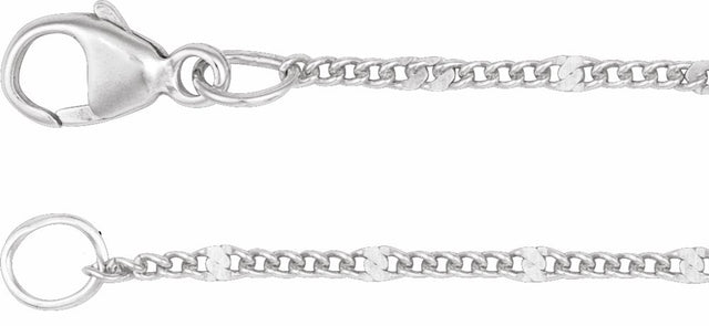 Sterling Silver 1.15 mm Dapped Diamond-Cut Curb 7" Chain
