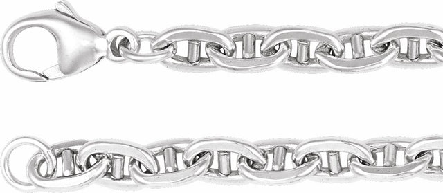 Sterling Silver 4.5 mm Curbed Anchor 24" Chain