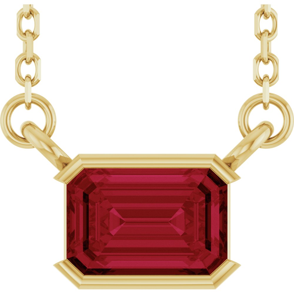 14K Yellow Gold Lab-Grown Ruby 18" Necklace