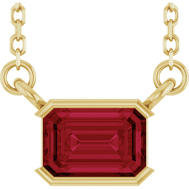 14K Yellow Gold Lab-Grown Ruby 18" Necklace