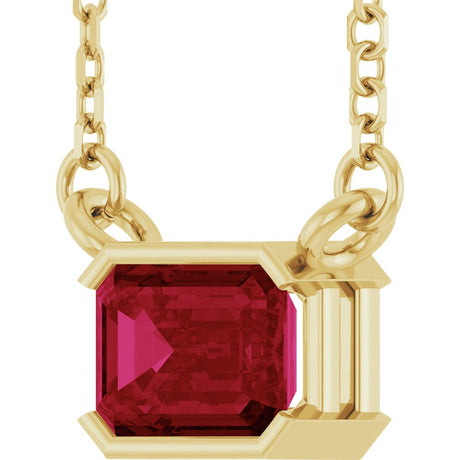 14K Yellow Gold Lab-Grown Ruby 18" Necklace