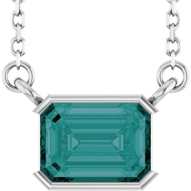 Sterling Silver Lab-Grown Alexandrite 18" Necklace